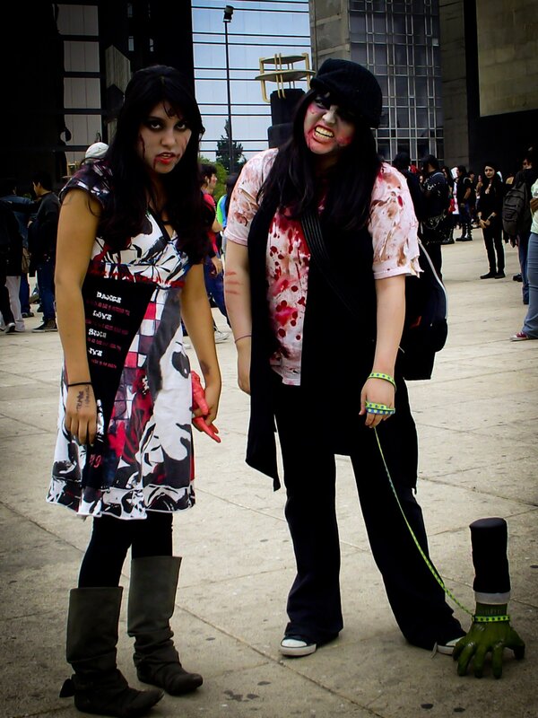 Two women in zombie costumes