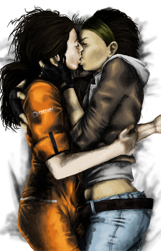Two Women Kissing — Brown, Intimate