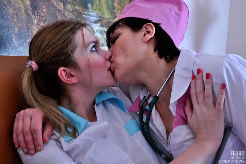 Two Women Kissing — White