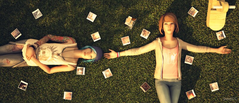 Two Women Lying on Grass — Green, Serene