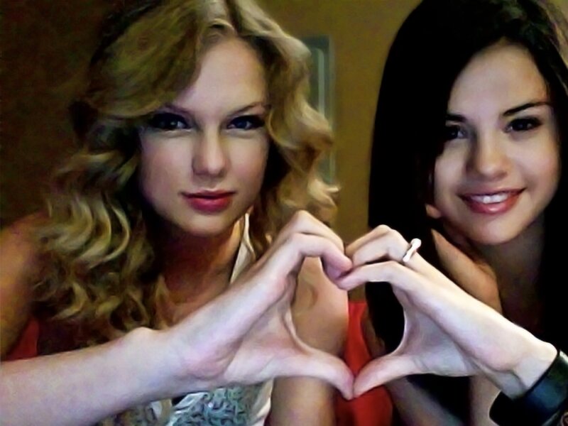 Two Women Making Heart Shape — Red