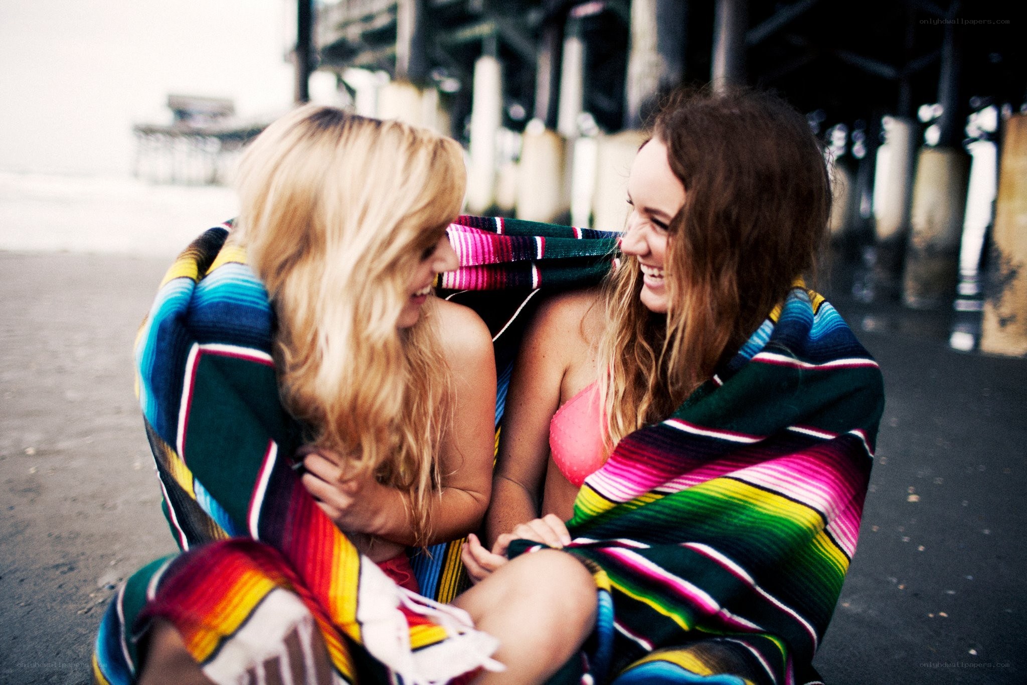 Two women on a beach