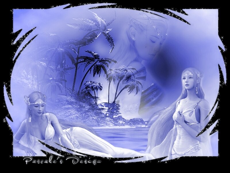 Two Women on a Beach — Blue