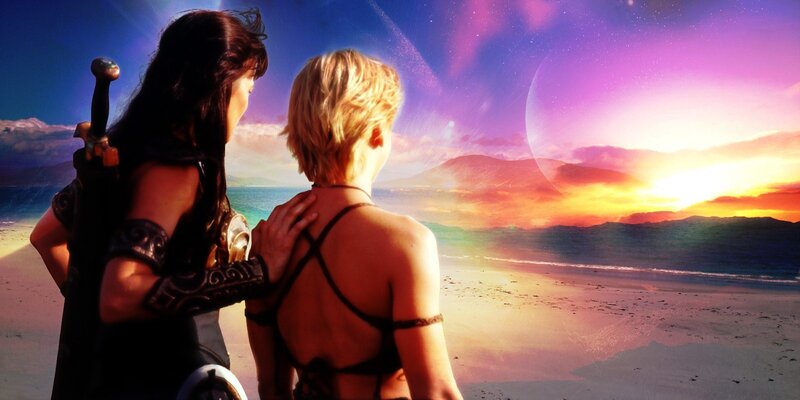 Two Women on a Beach — Purple