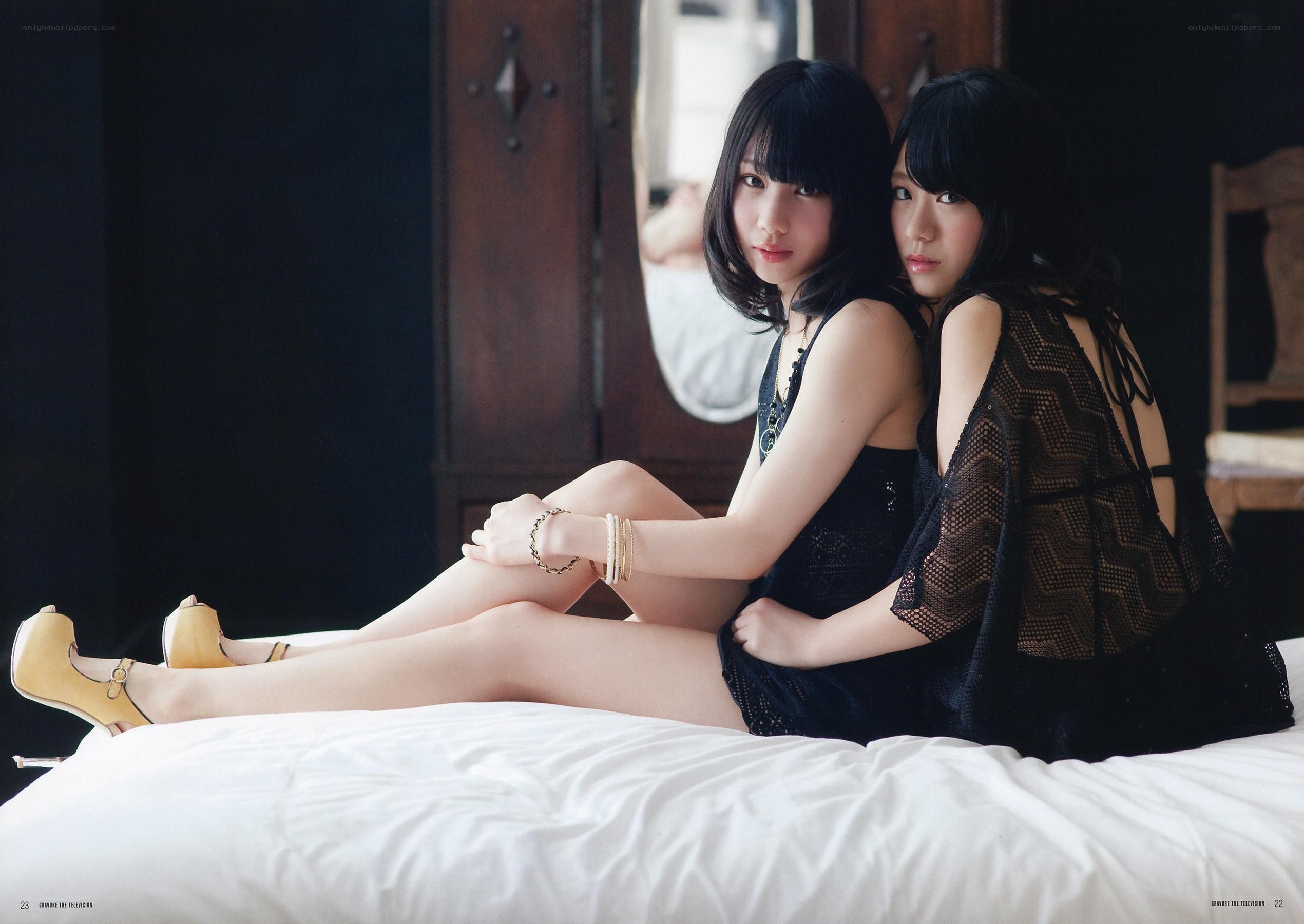 Two women on a bed