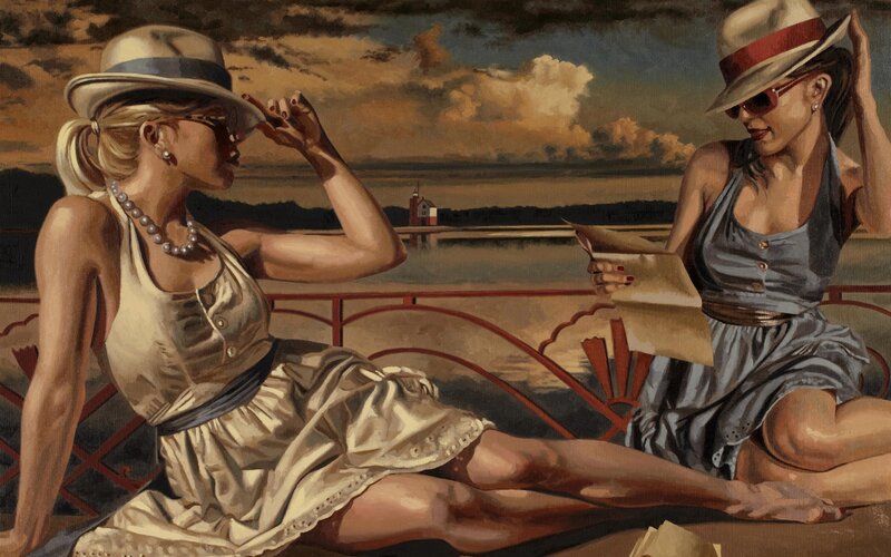 Two Women on a Boat — Brown, Dramatic, Afternoon