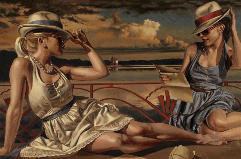 Two women on a boat deck