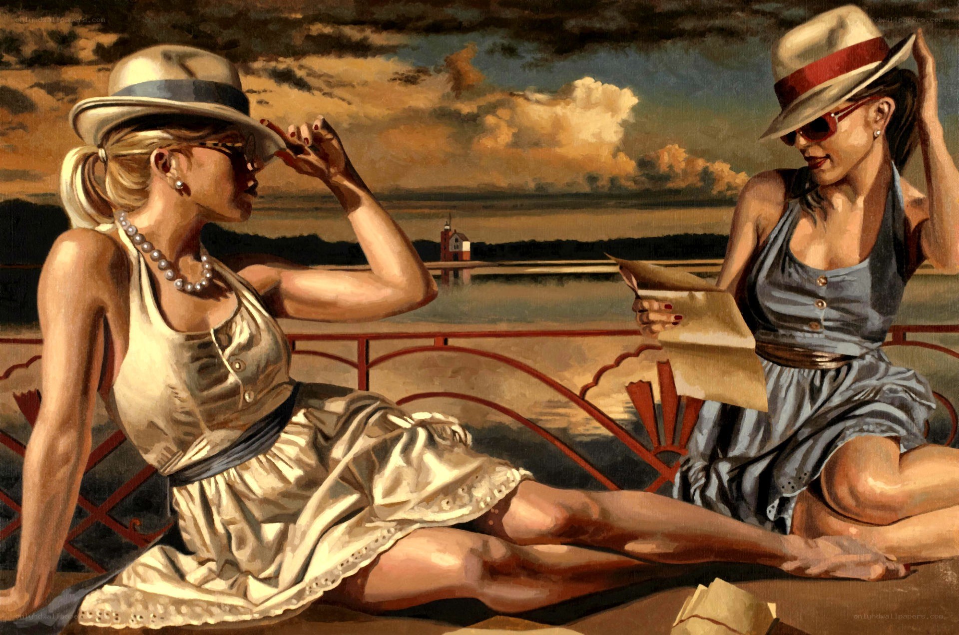 Two women on a boat deck