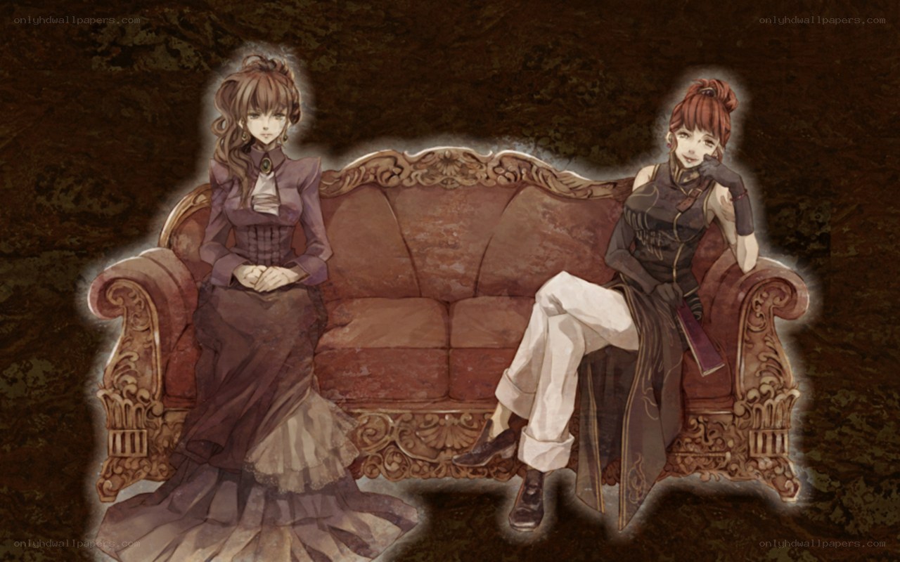 two women on a couch