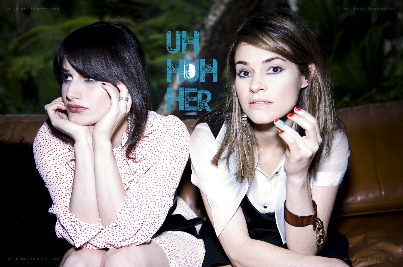 two women on a couch