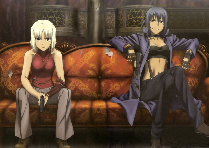 Two Women on a Couch — Purple, Dramatic