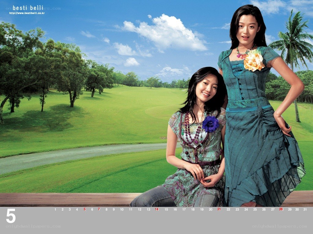 Two women on a golf course