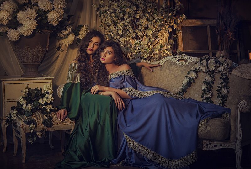 Two Women on a Sofa — Blue