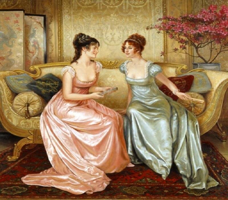 Two Women on a Sofa — Pink