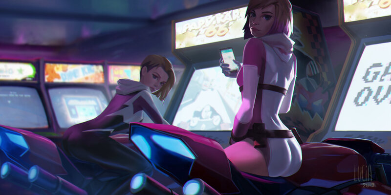 Two Women on Arcade Machines