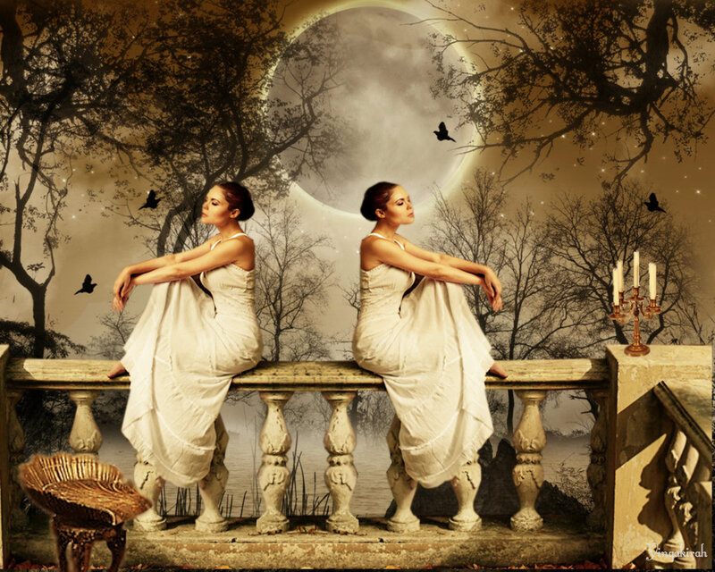 Two Women on Balcony — White