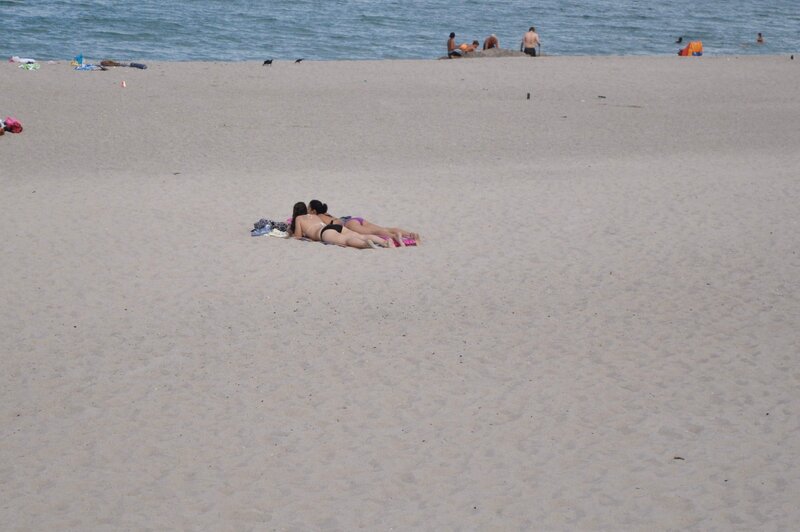 Two Women on Beach — Beige