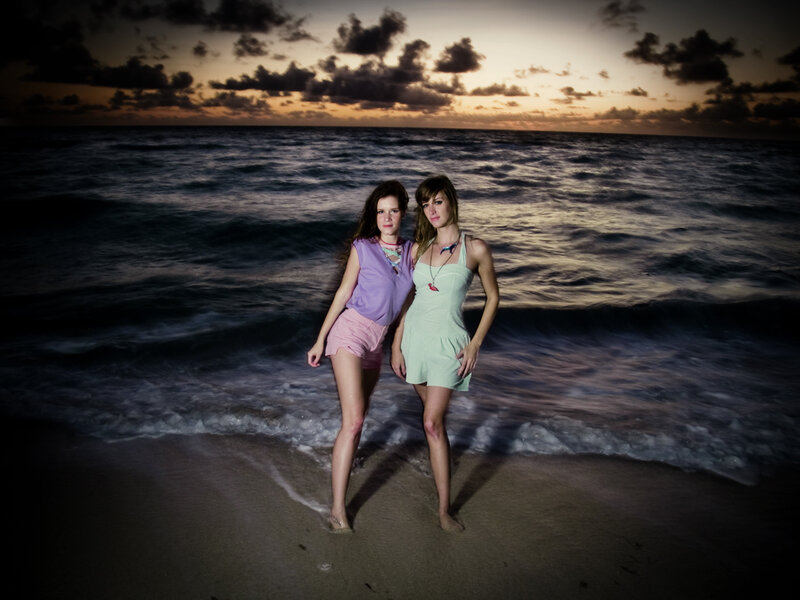 Two Women on Beach — Purple
