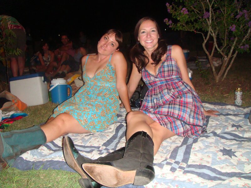 Two Women on Blanket — Blue