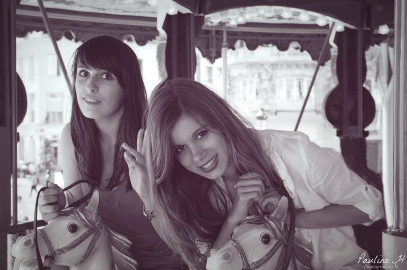Two Women on Carousel — Black