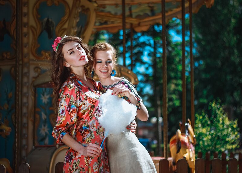 Two Women on Carousel