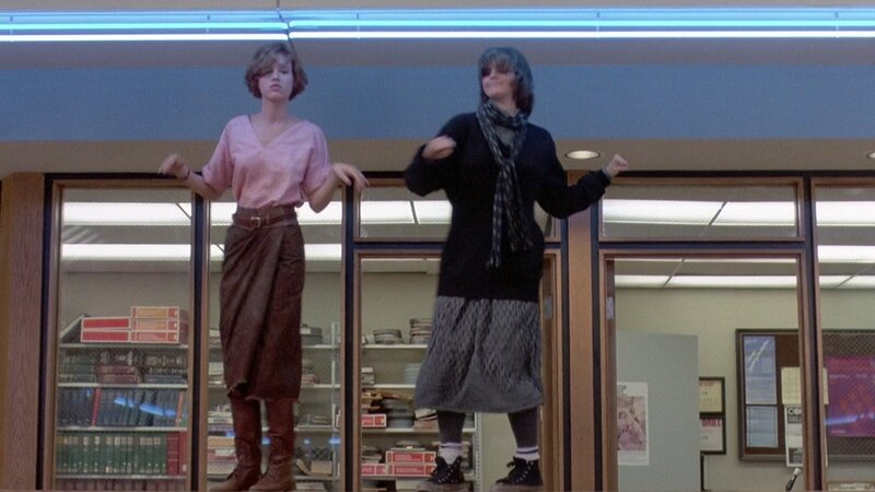 Two women on display in a library