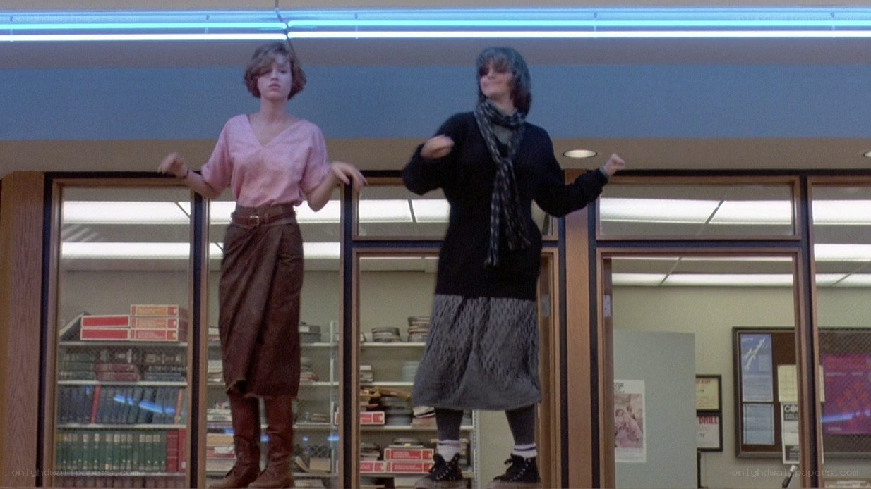 Two women on display in a library