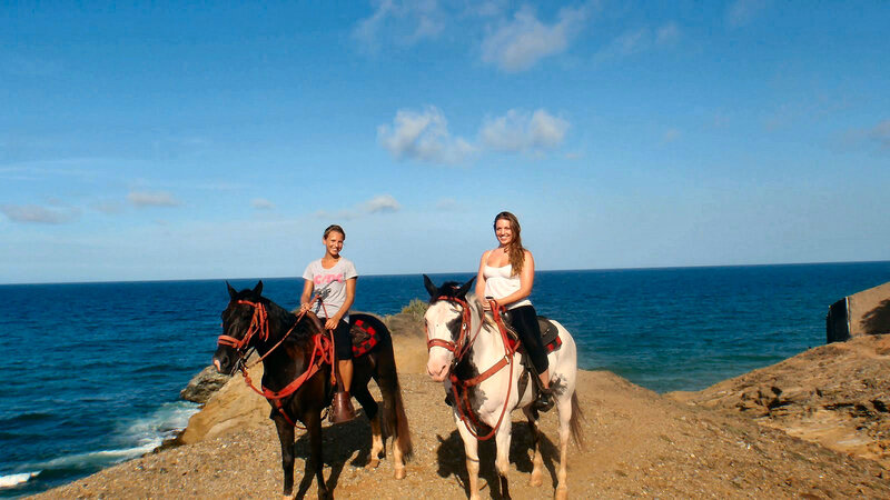 Two Women on Horses — Blue, Serene