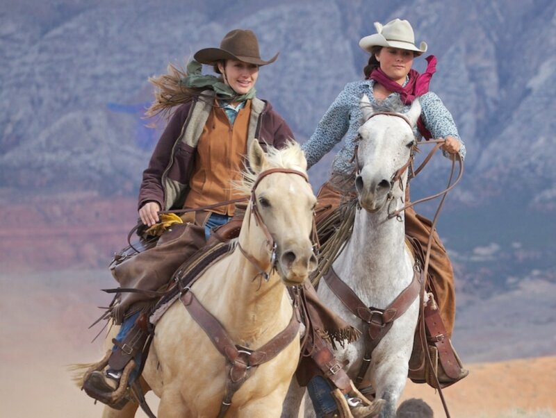 Two Women on Horses — Brown, Adventurous