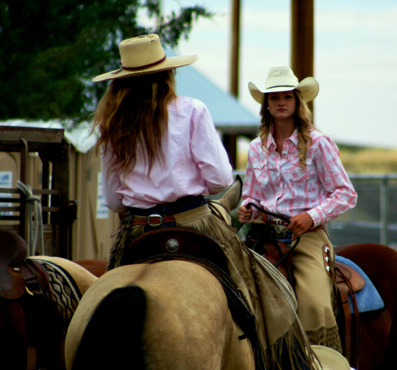 Two Women on Horses — Brown, Calm