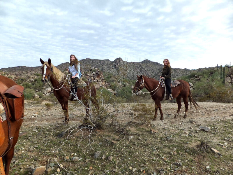 Two Women on Horses — Brown, Outdoor