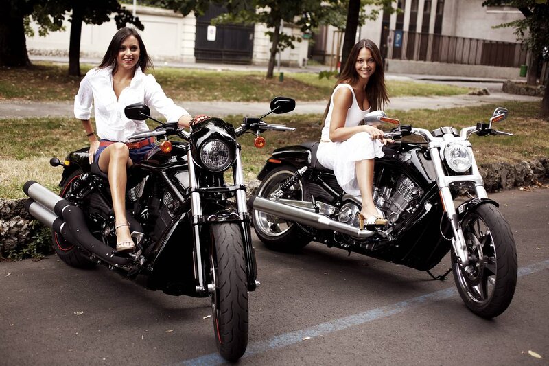 Two Women on Motorcycles — Black, Relaxed