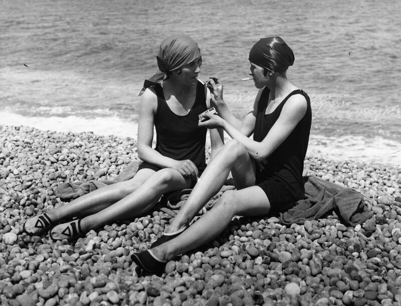 Two Women on Pebble Beach