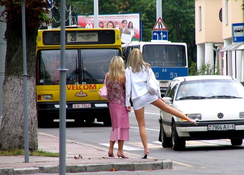 Two Women on Sidewalk