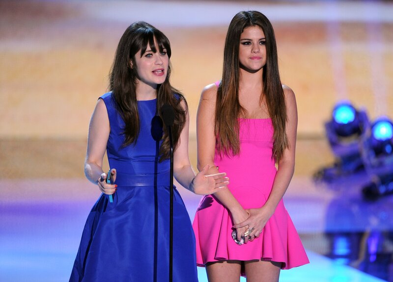 Two women on stage at an awards show