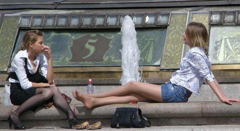 Two Women on Steps