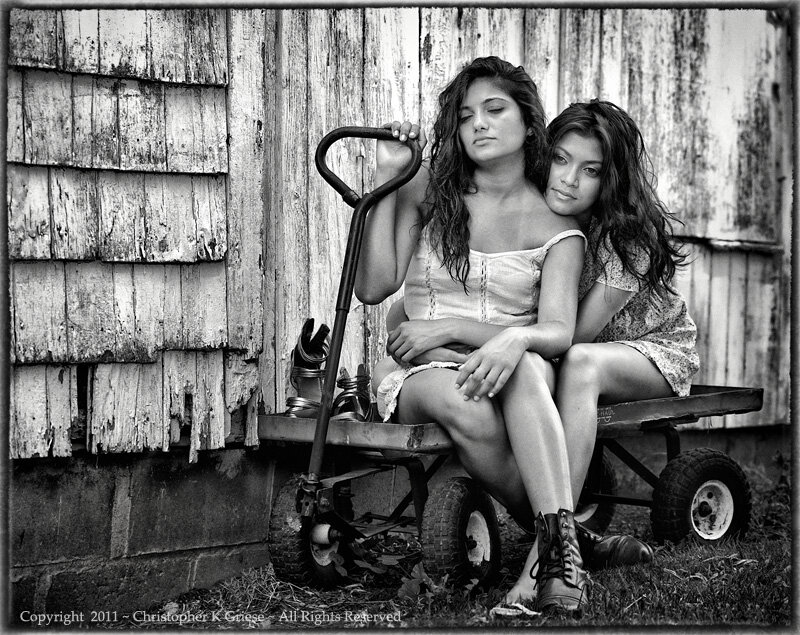 Two Women on Wagon