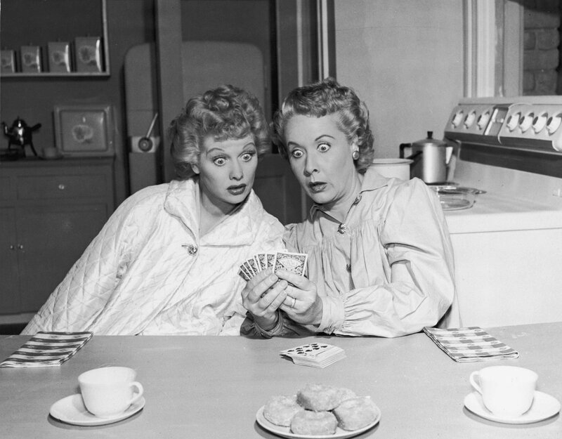 Two Women Playing Cards — Black