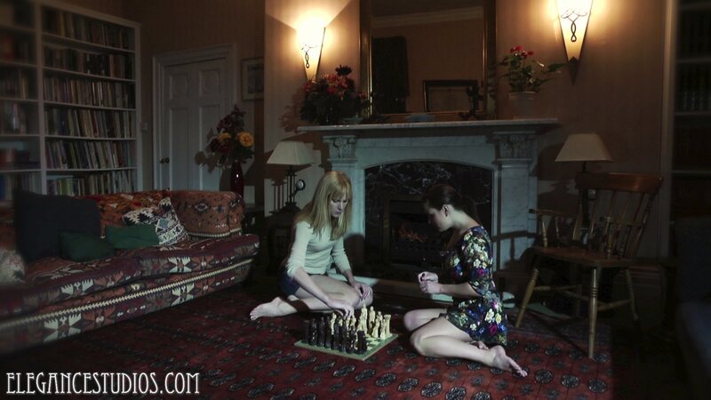 Two Women Playing Chess — Red