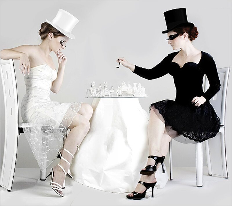 Two Women Playing Chess — White