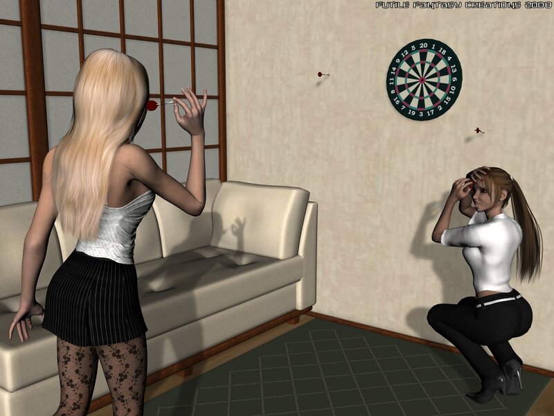 Two Women Playing Darts