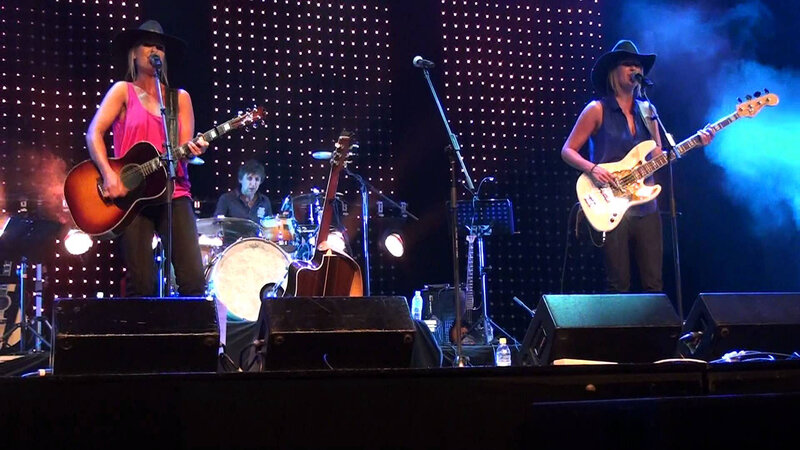 Two Women Playing Guitars — Black