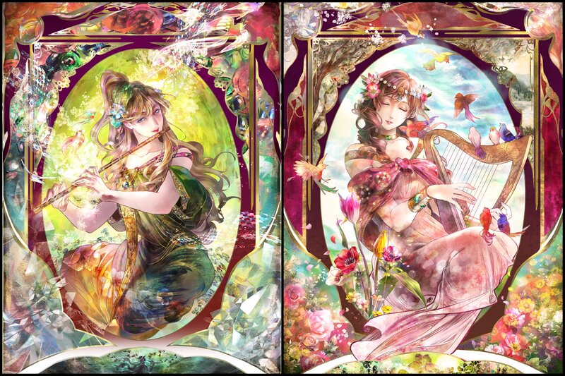 Two Women Playing Instruments