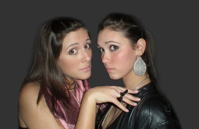 Two Women Posing — Black, Neutral, Photograph, Scarf, Leather Jacket