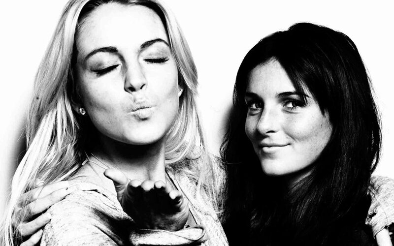 Two Women Posing — Black, Playful, Photograph, Woman