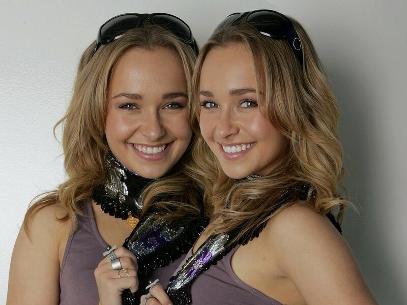 Two Women Posing — Purple, Happy