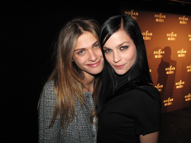 Two Women Posing Together — Black, Formal, Night, Photograph, Backdrop