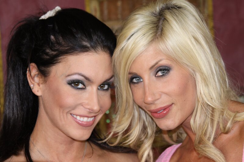 Two Women Posing Together — Blonde, Friendly, Photograph