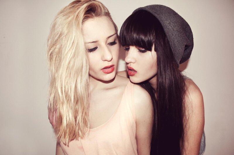 Two Women Posing Together — White, Intimate