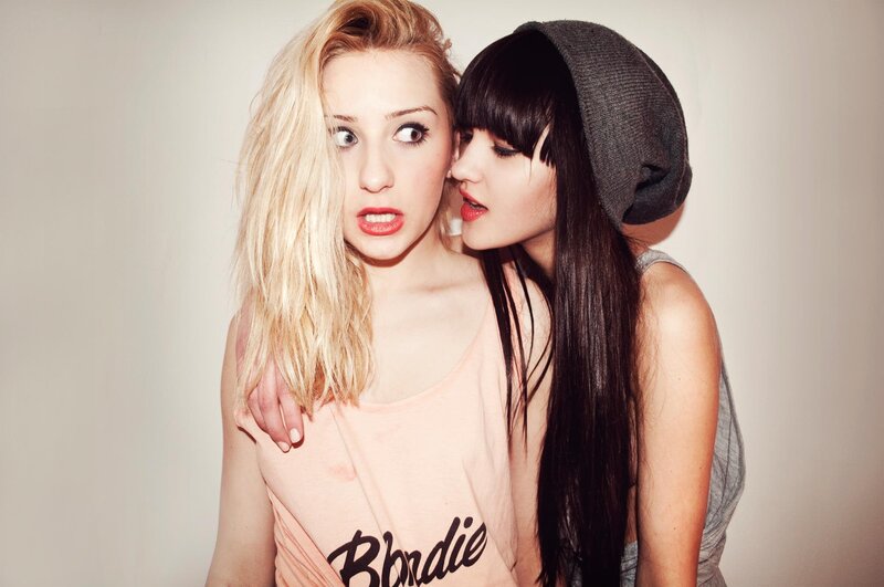 Two Women Posing — White, Playful, Photograph, Blonde Woman